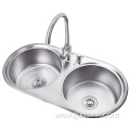 Stainless Steel small double round bowl kitchen sink